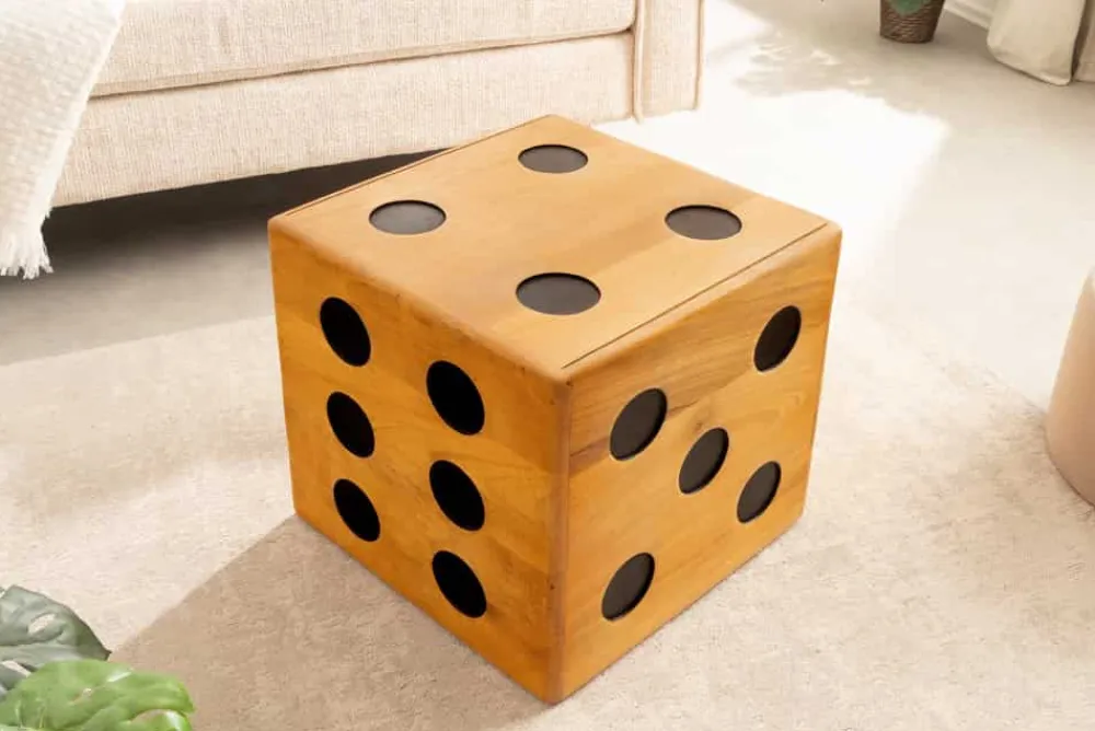 Riess-Ambiente Sitzhocker|Mehr... > Massiver Würfel-Hocker CUBE 40cm natur Mangoholz Beistelltisch stapelbar