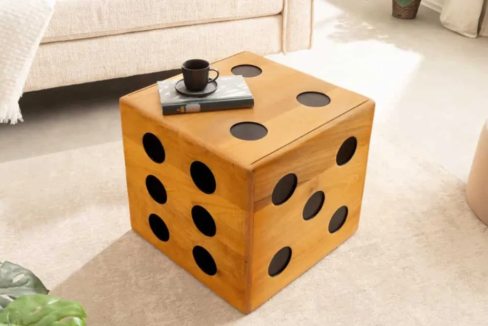 Riess-Ambiente Sitzhocker|Mehr... > Massiver Würfel-Hocker CUBE 40cm natur Mangoholz Beistelltisch stapelbar