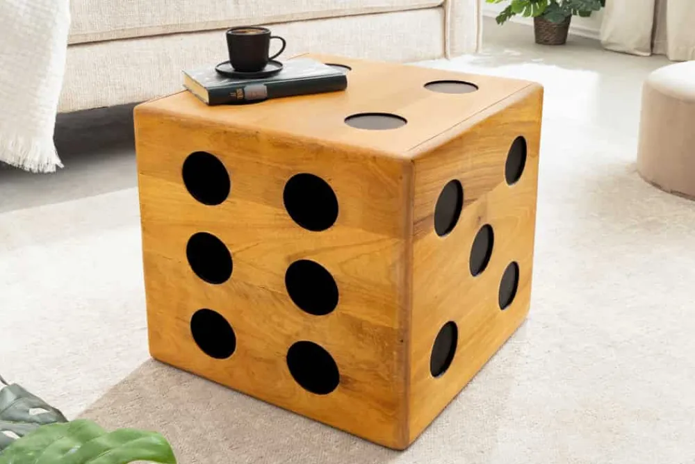 Riess-Ambiente Sitzhocker|Mehr... > Massiver Würfel-Hocker CUBE 40cm natur Mangoholz Beistelltisch stapelbar