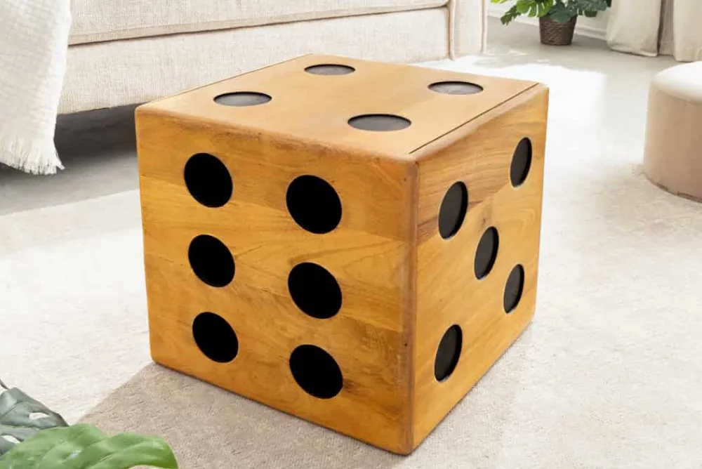 Riess-Ambiente Sitzhocker|Mehr... > Massiver Würfel-Hocker CUBE 40cm natur Mangoholz Beistelltisch stapelbar