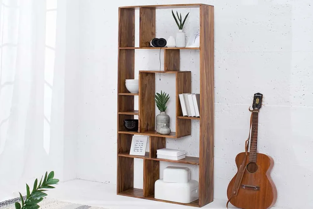 Riess-Ambiente Mehr...|Mehr... > Massives Bücherregal CUBUS 180cm braun Sheesham stone finish einzigartige Maserung