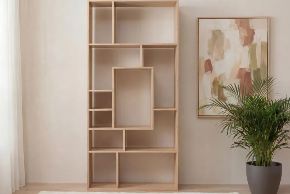 Riess-Ambiente Mehr...|Standregale > Massives Bücherregal CUBUS 180cm natur Mangoholz cream finish elf Fächer