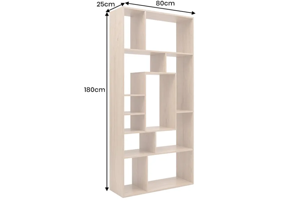 Riess-Ambiente Mehr...|Standregale > Massives Bücherregal CUBUS 180cm natur Mangoholz cream finish elf Fächer