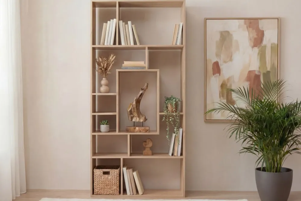 Riess-Ambiente Mehr...|Standregale > Massives Bücherregal CUBUS 180cm natur Mangoholz cream finish elf Fächer