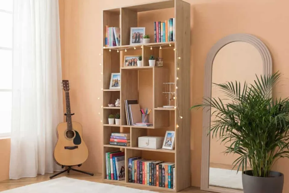 Riess-Ambiente Mehr...|Standregale > Massives Bücherregal CUBUS 180cm natur Mangoholz cream finish elf Fächer