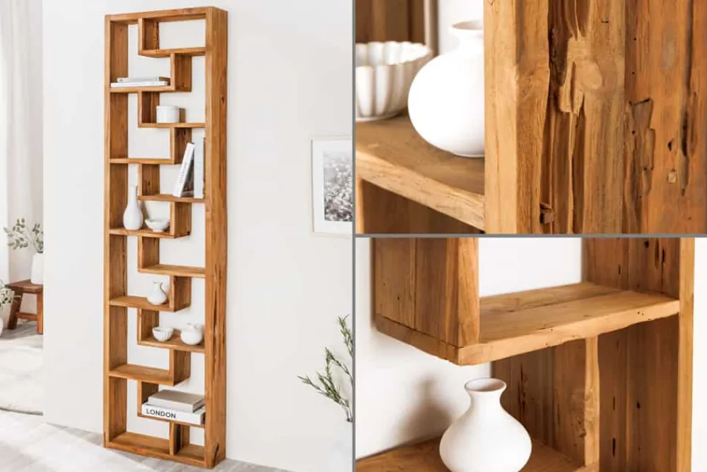 Riess-Ambiente Mehr...|Massivholzregale > Massives Bücherregal JAVA 200cm natur recyceltes Teakholz Standregal Raumtrenner