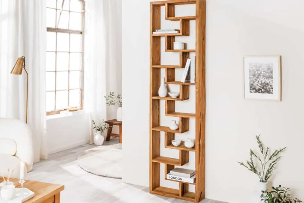 Riess-Ambiente Mehr...|Massivholzregale > Massives Bücherregal JAVA 200cm natur recyceltes Teakholz Standregal Raumtrenner