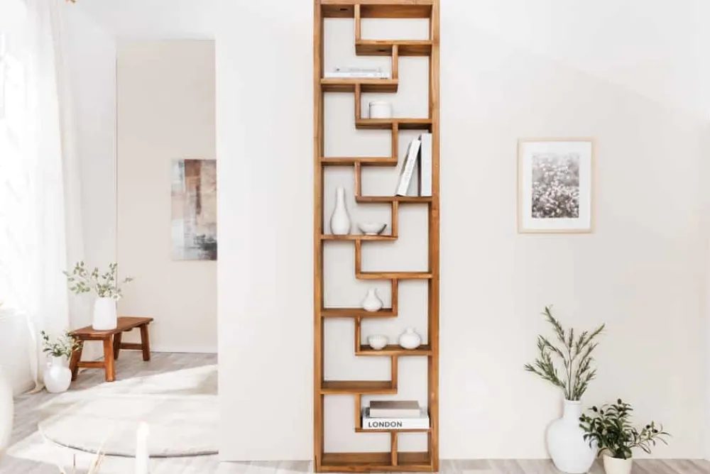 Riess-Ambiente Mehr...|Massivholzregale > Massives Bücherregal JAVA 200cm natur recyceltes Teakholz Standregal Raumtrenner