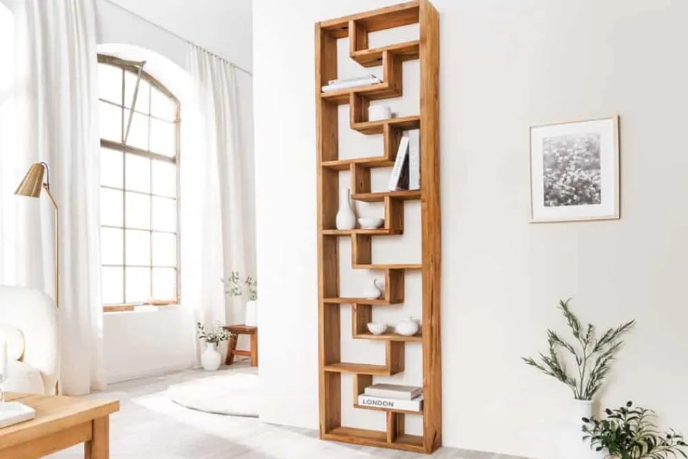 Riess-Ambiente Mehr...|Massivholzregale > Massives Bücherregal JAVA 200cm natur recyceltes Teakholz Standregal Raumtrenner