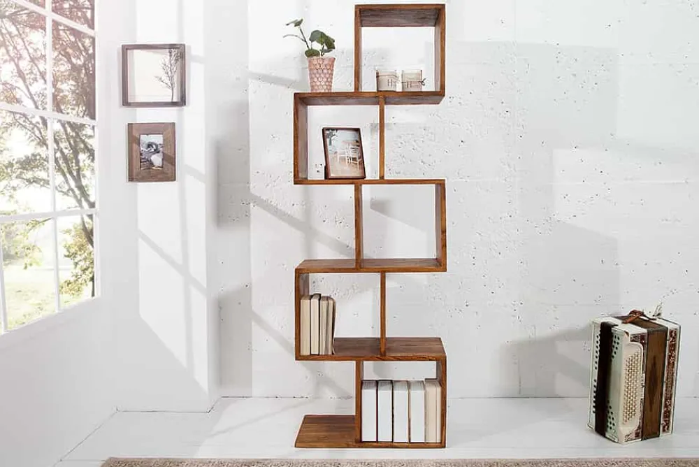 Riess-Ambiente Mehr...|Mehr... > Massives Cube Regal MAKASSAR 150cm braun Sheesham stone finish einzigartige Maserung