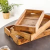 Riess-Ambiente Mehr...|Wohnaccessoires > Massives 3er Set Tablett HEMINGWAY 45cm recyceltes Mahagoniholz handmade Servierbrett