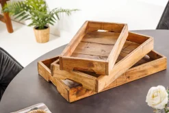 Riess-Ambiente Mehr...|Wohnaccessoires > Massives 3er Set Tablett HEMINGWAY 45cm recyceltes Mahagoniholz handmade Servierbrett
