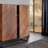 Riess-Ambiente Mehr...|Massivholzschränke > Massives Highboard ART 120cm braun Mangoholz 3D-Design schwarz Metall