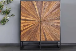 Riess-Ambiente Mehr...|Massivholzschränke > Massives Highboard BARRACUDA 120cm braun Mangoholz mit Teakholz-Front schwarz Metall
