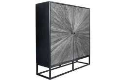 Riess-Ambiente Mehr...|Massivholzschränke > Massives Highboard BARRACUDA 120cm grau Mangoholz mit Teakholz-Front schwarz Metall