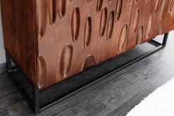 Riess-Ambiente Mehr...|Massivholzschränke > Massives Highboard DUNE 120cm walnuss-braun Akazienholz 3D-Design schwarz Metall
