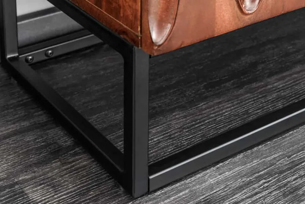Riess-Ambiente Mehr...|Massivholzschränke > Massives Highboard DUNE 120cm walnuss-braun Akazienholz 3D-Design schwarz Metall