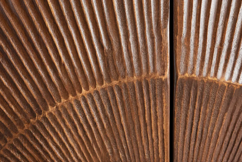 Riess-Ambiente Goldene Möbel|Highboards > Massives Highboard GOLDEN SUNSET 120cm braun gold Mangoholz mit 3D Schnitzereien
