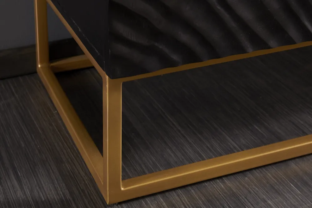 Riess-Ambiente Mehr...|Goldene Möbel > Massives Highboard SCORPION 120cm schwarz Mangoholz aufwendige 3D Schnitzereien
