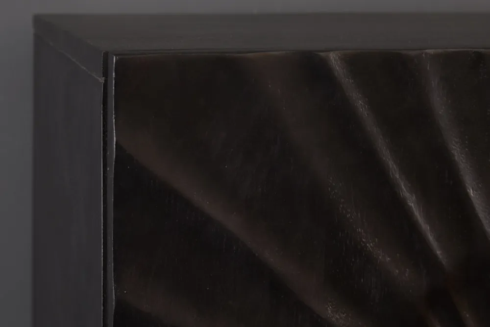 Riess-Ambiente Mehr...|Goldene Möbel > Massives Highboard SCORPION 120cm schwarz Mangoholz aufwendige 3D Schnitzereien