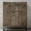 Riess-Ambiente Highboards|Industrial Loft > Massives Highboard SCORPION 120cm grau Akazie aufwendige 3D Schnitzereien