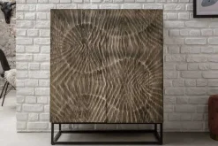 Riess-Ambiente Highboards|Industrial Loft > Massives Highboard SCORPION 120cm grau Akazie aufwendige 3D Schnitzereien