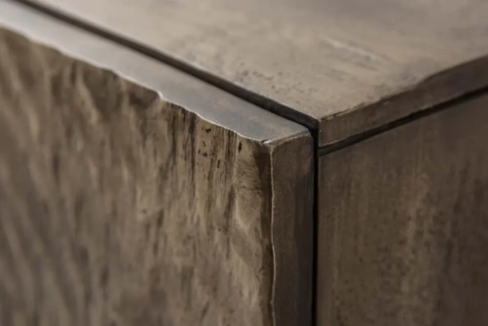 Riess-Ambiente Highboards|Industrial Loft > Massives Highboard SCORPION 120cm grau Akazie aufwendige 3D Schnitzereien