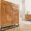 Riess-Ambiente Mehr...|Massivholzschränke > Massives Highboard SNAKE 120cm braun schwarz Mangoholz Schlangen-Design mit aufwendigen 3D Schnitzereien