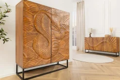 Riess-Ambiente Mehr...|Massivholzschränke > Massives Highboard SNAKE 120cm braun schwarz Mangoholz Schlangen-Design mit aufwendigen 3D Schnitzereien