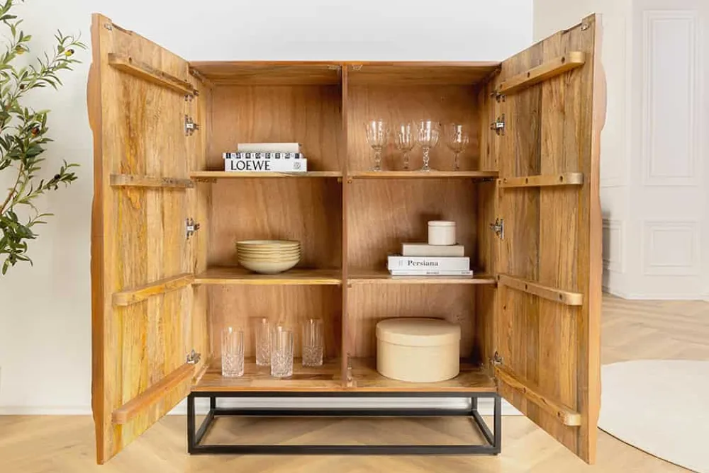 Riess-Ambiente Mehr...|Massivholzschränke > Massives Highboard SNAKE 120cm braun schwarz Mangoholz Schlangen-Design mit aufwendigen 3D Schnitzereien