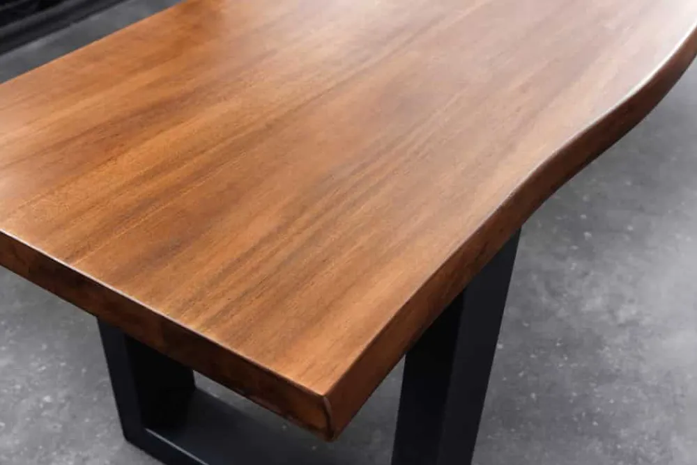 Riess-Ambiente Industrial Loft|Sitzbänke > Massive Sitzbank GENESIS 200cm braun Akazienholz mit Rückenlehne Baumkante