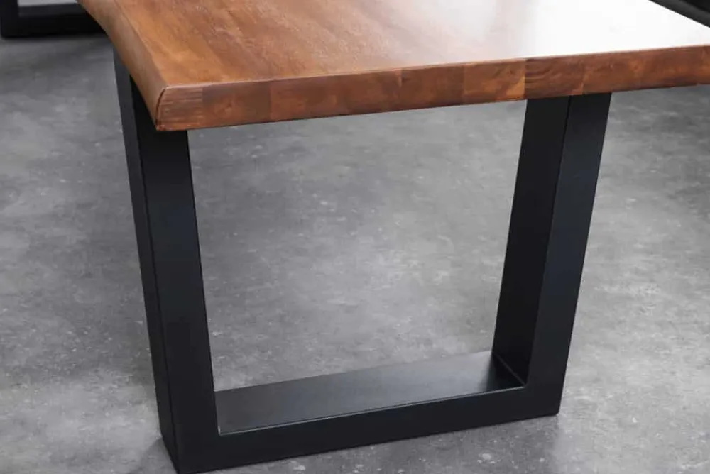 Riess-Ambiente Industrial Loft|Sitzbänke > Massive Sitzbank GENESIS 200cm braun Akazienholz mit Rückenlehne Baumkante