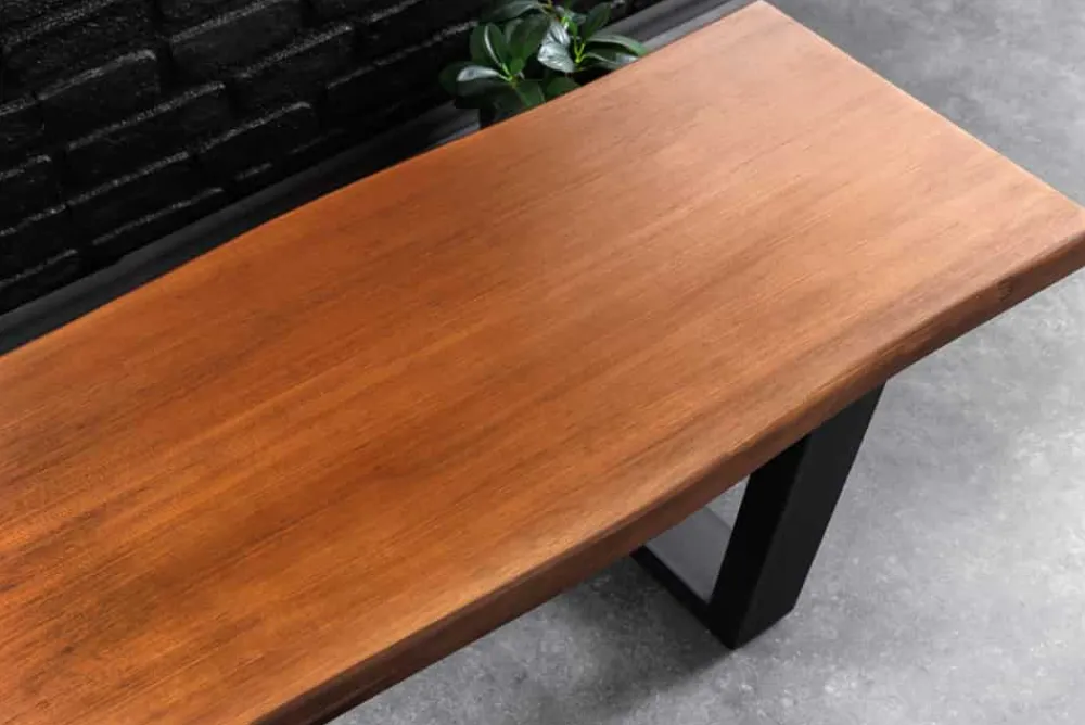 Riess-Ambiente Industrial Loft|Sitzbänke > Massive Sitzbank GENESIS 160cm braun Akazienholz schwarz Metallgestell Baumkante