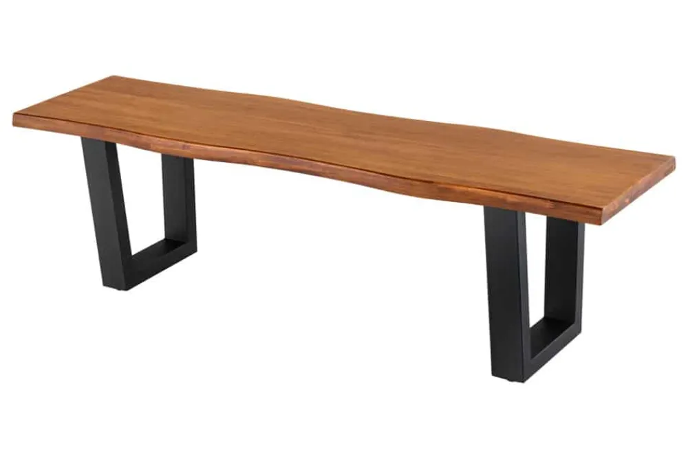 Riess-Ambiente Industrial Loft|Sitzbänke > Massive Sitzbank GENESIS 160cm braun Akazienholz schwarz Metallgestell Baumkante