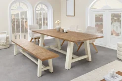 Riess-Ambiente Mehr...|Sitzbänke > Massive Sitzbank HAMPTONS 200cm hellbraun creme Pinienholz