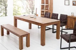 Riess-Ambiente Mehr...|Sitzbänke > Massive Sitzbank MAKASSAR 140cm braun Sheesham stone finish Holzbank Maserung