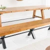 Riess-Ambiente Mehr...|Industrial Loft > Massive Sitzbank THOR 240cm vintage braun recyceltes Pinienholz schwarz Metall X-Gestell