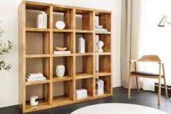 Riess-Ambiente Mehr...|Standregale > Massives Regal IRON CRAFT 160cm natur Mangoholz Bücherregal sechzehn Fächer