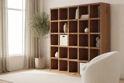 Riess-Ambiente Mehr...|Standregale > Massives Regal IRON CRAFT 200cm natur Mangoholz Bücherregal 25 Fächer