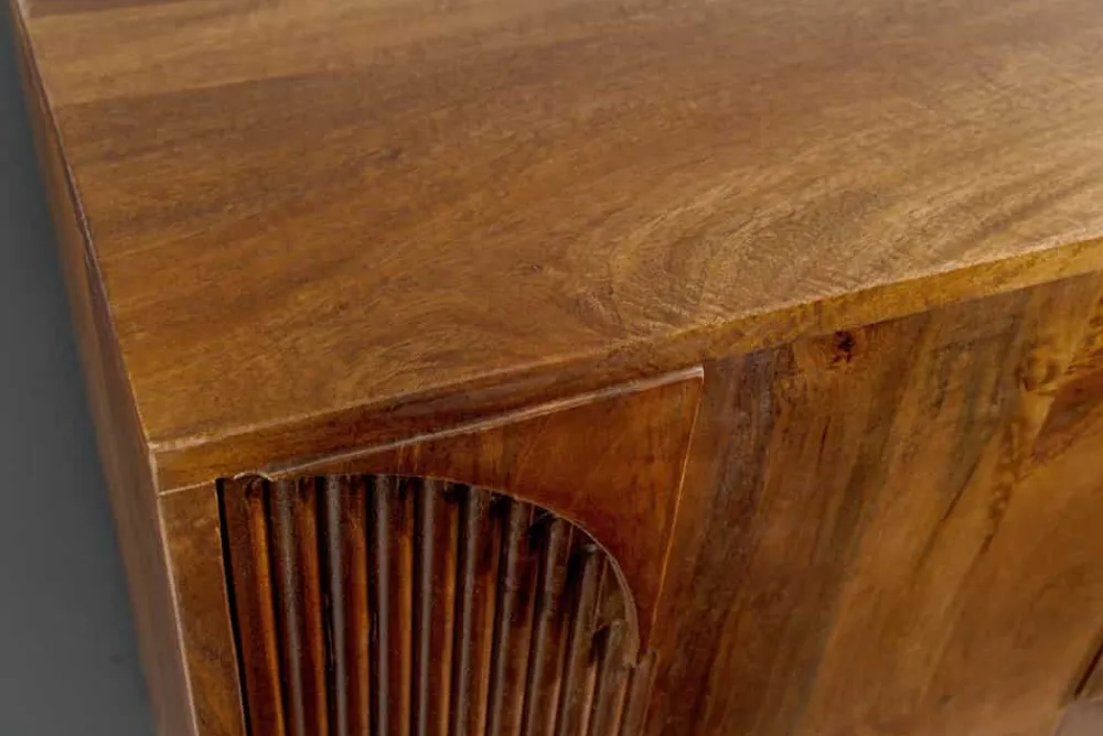 Riess-Ambiente Retro Möbel|Sideboards & Kommoden > Massives Sideboard ART DECO 170cm braun smoke Mangoholz 3D-Front