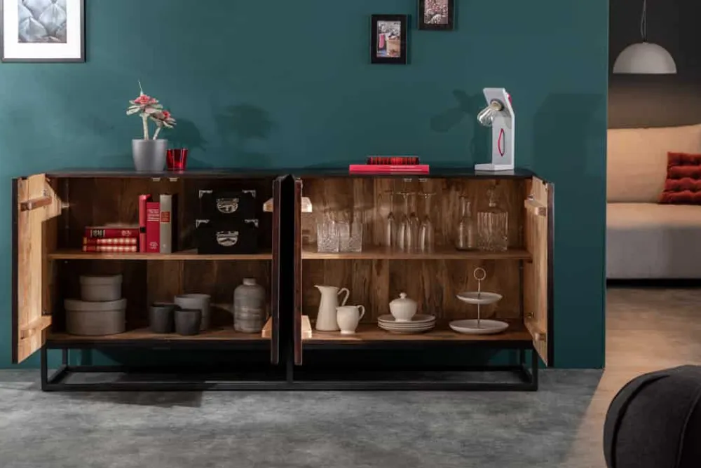 Riess-Ambiente Mehr...|Retro Möbel > Massives Sideboard CREATIVO 180cm Mangoholz aufwändige 3D Front Retro Design