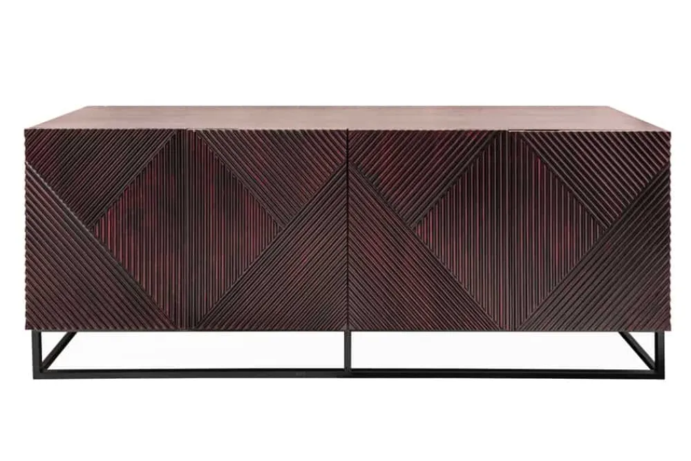 Riess-Ambiente Mehr...|Retro Möbel > Massives Sideboard CREATIVO 180cm Mangoholz aufwändige 3D Front Retro Design