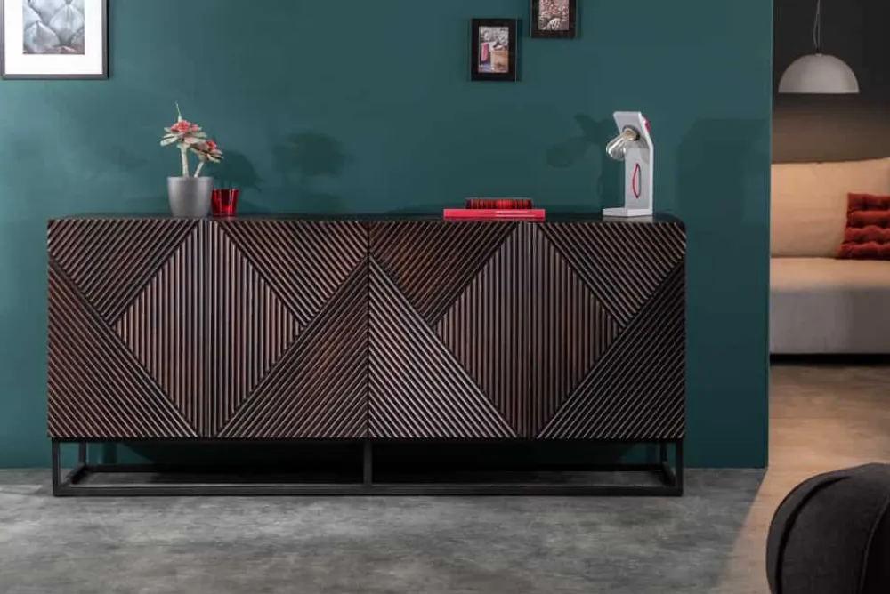 Riess-Ambiente Mehr...|Retro Möbel > Massives Sideboard CREATIVO 180cm Mangoholz aufwändige 3D Front Retro Design