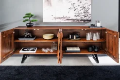 Riess-Ambiente Retro Möbel|Sideboards & Kommoden > Massives Sideboard FLUID 175cm braun Mangoholz 3D-Design Kufengestell