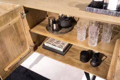 Riess-Ambiente Retro Möbel|Sideboards & Kommoden > Massives Sideboard FLUID 175cm creme Mangoholz 3D-Design Kufengestell