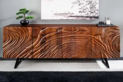 Riess-Ambiente Retro Möbel|Sideboards & Kommoden > Massives Sideboard FLUID 175cm walnuss-braun Akazienholz 3D-Design Kufengestell