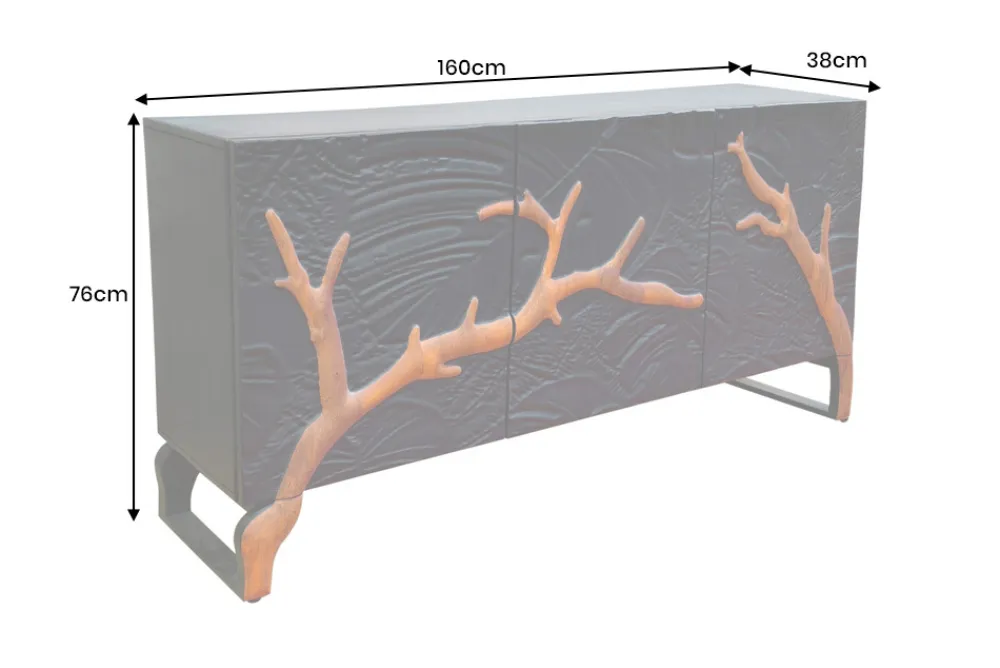 Riess-Ambiente Mehr...|Sideboards & Kommoden > Massives Sideboard FOREST 160cm schwarz braun Mangoholz sechs Fächer 3D-Front