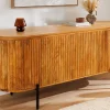 Riess-Ambiente Retro Möbel|Sideboards & Kommoden > Massives Sideboard GATSBY 160cm natur Mangoholz schwarz Metall mit Lamellenfront