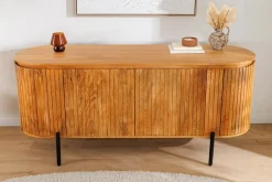 Riess-Ambiente Retro Möbel|Sideboards & Kommoden > Massives Sideboard GATSBY 160cm natur Mangoholz schwarz Metall mit Lamellenfront