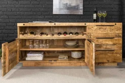 Riess-Ambiente Industrial Loft|Mehr... > Massives Sideboard IRON CRAFT 175cm natur Mangoholz mit Schubladen Weinregal